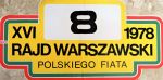 Tablica z XVI Rajdu Warszawskiego załogi: Błażej Krupa / Piotr Mystkowski