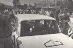 Załoga: Jerzy Bachtin Piotr Mystkowski, na zdjęciu widać samochód pozbawiony tylnej szyby